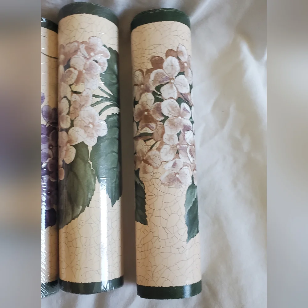 D. W. Wallcoverings Vtg Savannah Floral Wallpaper Border Purple Hydrangeas, New